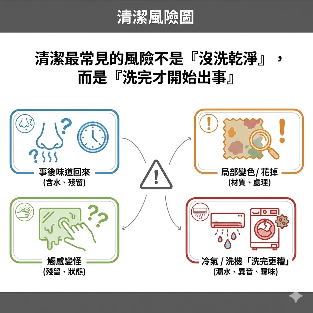 清洗冷氣床墊沙發，風險圖